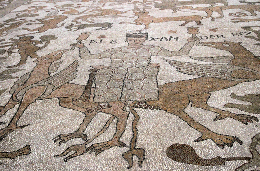 View of the famous mosaic of the Otranto Cathedral - Alexander the great